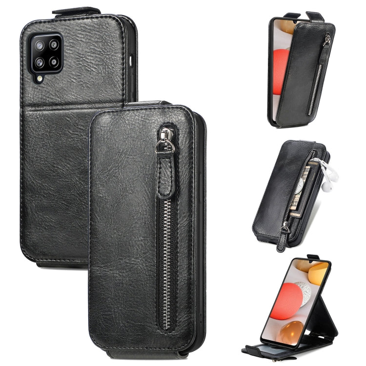 For Samsung Galaxy A42 5G Zipper Wallet Vertical Flip Leather Phone Case