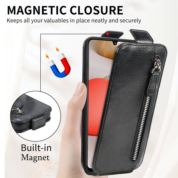 For Samsung Galaxy A42 5G Zipper Wallet Vertical Flip Leather Phone Case