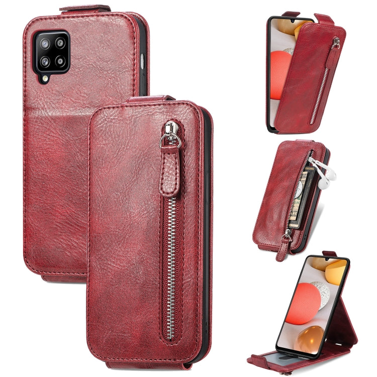 For Samsung Galaxy A42 5G Zipper Wallet Vertical Flip Leather Phone Case