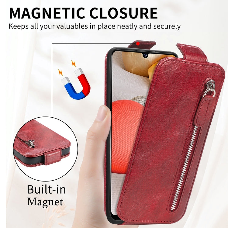 For Samsung Galaxy A42 5G Zipper Wallet Vertical Flip Leather Phone Case