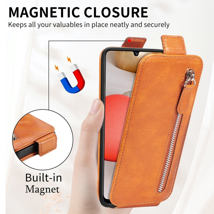 For Samsung Galaxy A42 5G Zipper Wallet Vertical Flip Leather Phone Case