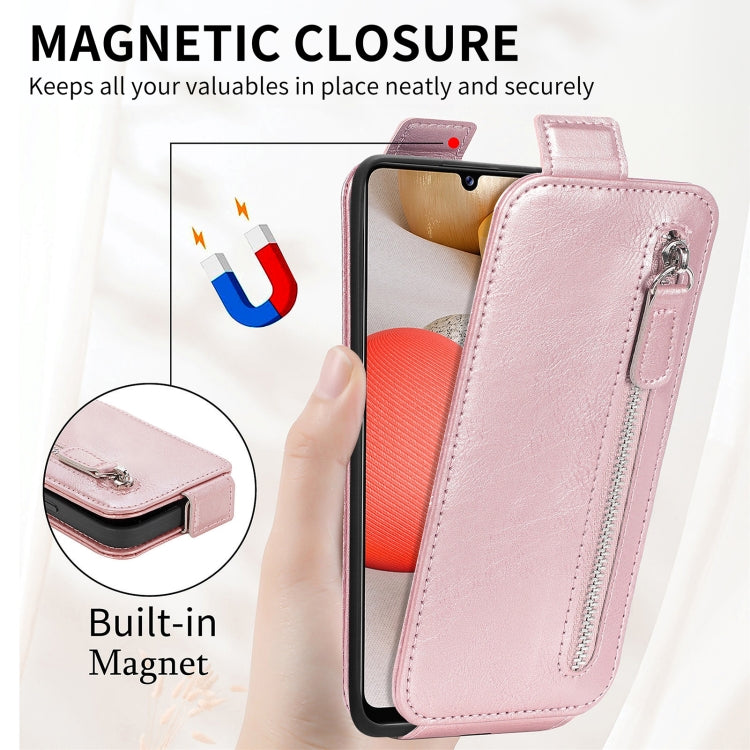 For Samsung Galaxy A42 5G Zipper Wallet Vertical Flip Leather Phone Case