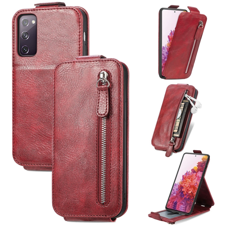 For Samsung Galaxy S20 FE 2022 Zipper Wallet Vertical Flip Leather Phone Case