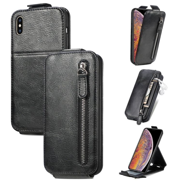 For iPhone XS Max Zipper Wallet Vertical Flip Leather Phone Case