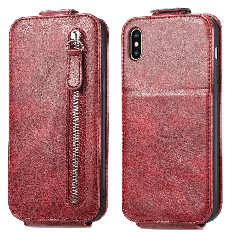 For iPhone XS Max Zipper Wallet Vertical Flip Leather Phone Case