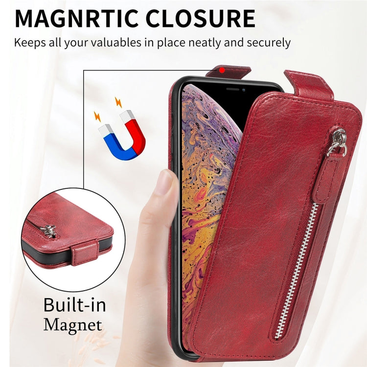 For iPhone XS Max Zipper Wallet Vertical Flip Leather Phone Case