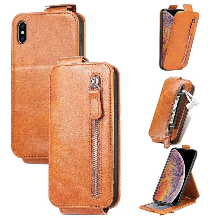 For iPhone XS Max Zipper Wallet Vertical Flip Leather Phone Case