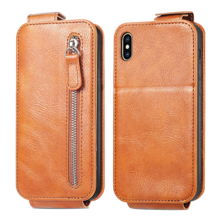 For iPhone XS Max Zipper Wallet Vertical Flip Leather Phone Case
