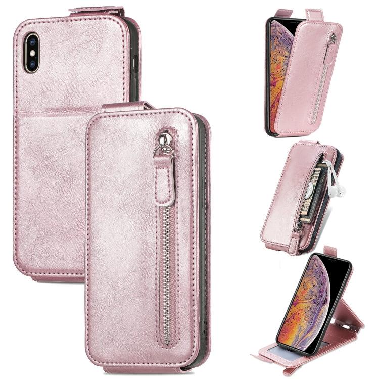 For iPhone XS Max Zipper Wallet Vertical Flip Leather Phone Case