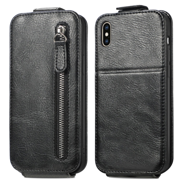 For iPhone X / XS Zipper Wallet Vertical Flip Leather Phone Case