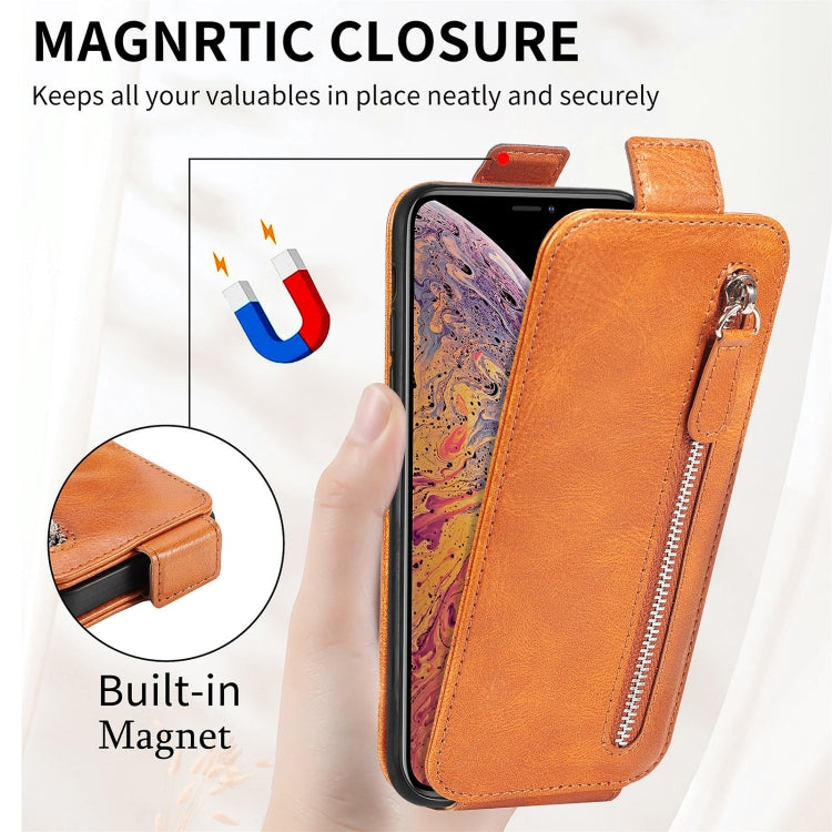For iPhone X / XS Zipper Wallet Vertical Flip Leather Phone Case