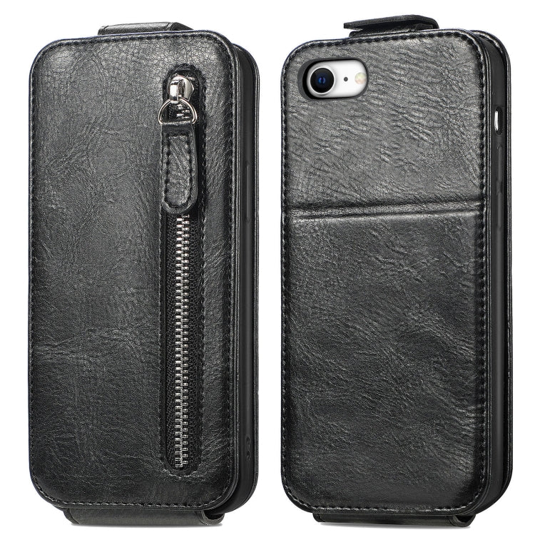 For iPhone SE 2022 / SE 2020 / 8 / 7 Zipper Wallet Vertical Flip Leather Phone Case