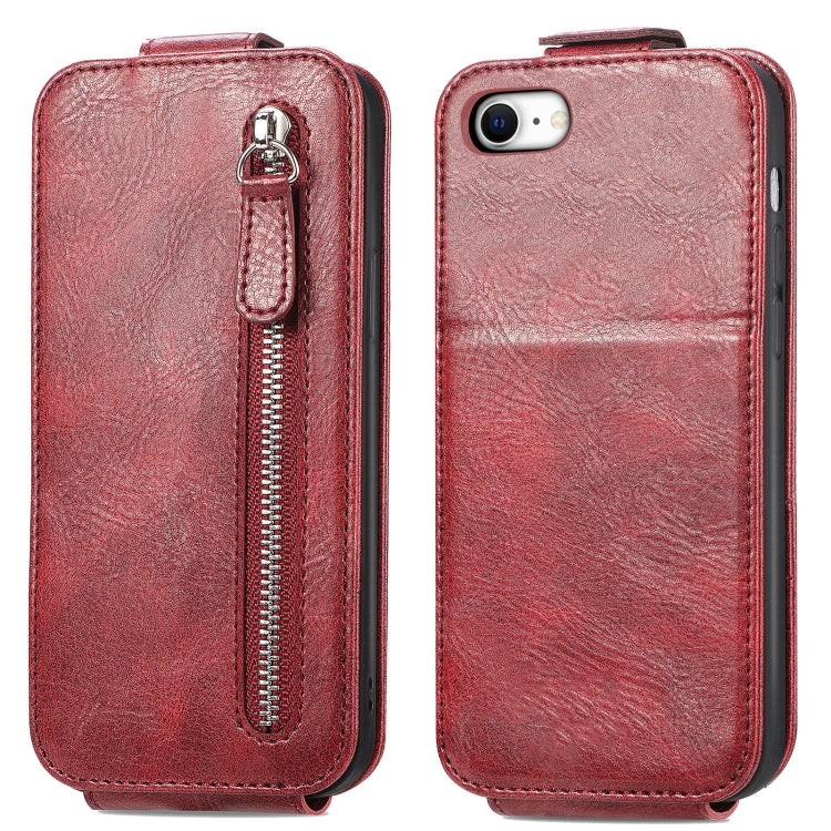 For iPhone SE 2022 / SE 2020 / 8 / 7 Zipper Wallet Vertical Flip Leather Phone Case