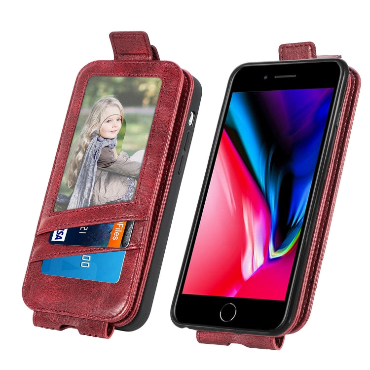 For iPhone SE 2022 / SE 2020 / 8 / 7 Zipper Wallet Vertical Flip Leather Phone Case