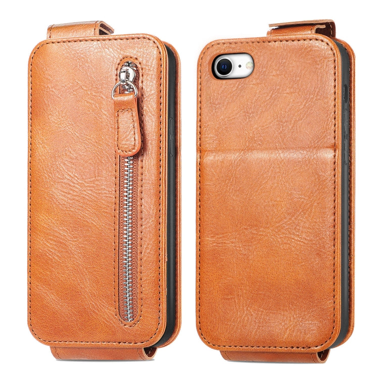 For iPhone SE 2022 / SE 2020 / 8 / 7 Zipper Wallet Vertical Flip Leather Phone Case