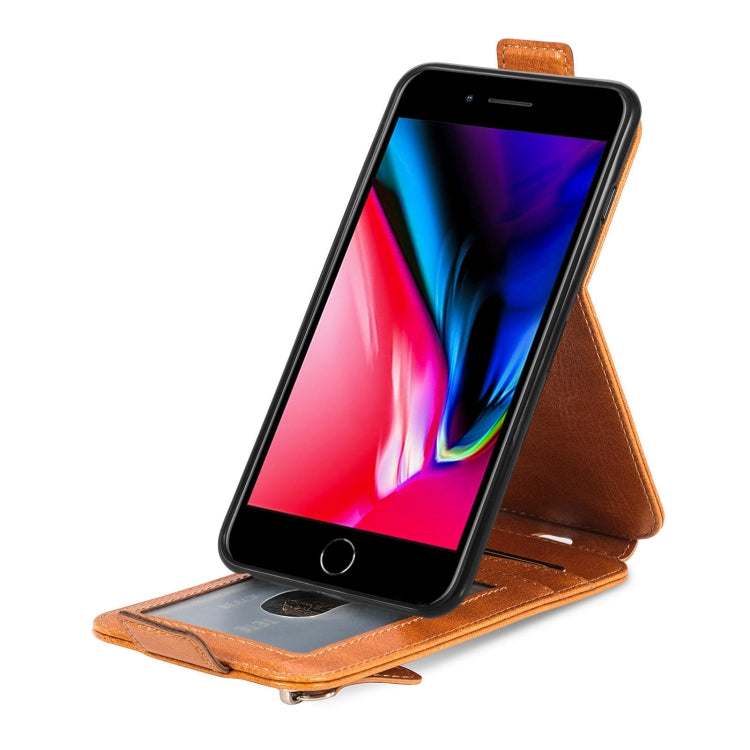For iPhone SE 2022 / SE 2020 / 8 / 7 Zipper Wallet Vertical Flip Leather Phone Case