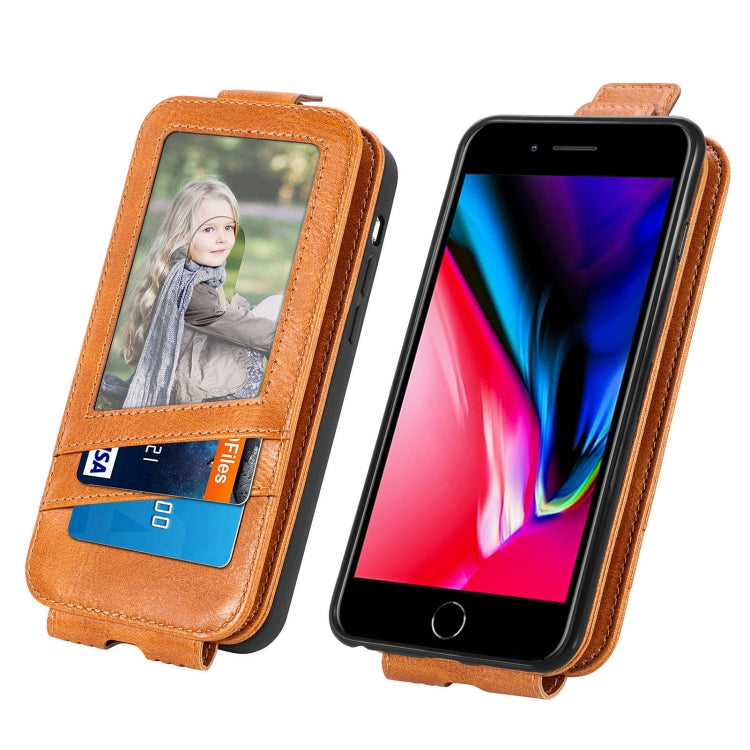 For iPhone SE 2022 / SE 2020 / 8 / 7 Zipper Wallet Vertical Flip Leather Phone Case