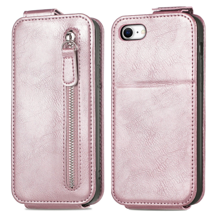 For iPhone SE 2022 / SE 2020 / 8 / 7 Zipper Wallet Vertical Flip Leather Phone Case