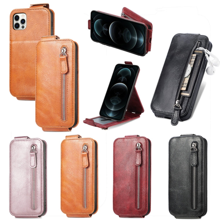 For iPhone SE 2022 / SE 2020 / 8 / 7 Zipper Wallet Vertical Flip Leather Phone Case