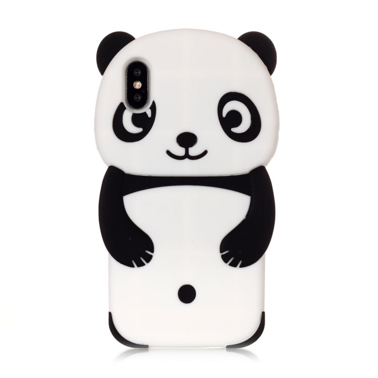 For iPhone X / XS Cute Panda Patterned 3D Silicone Case(Black)