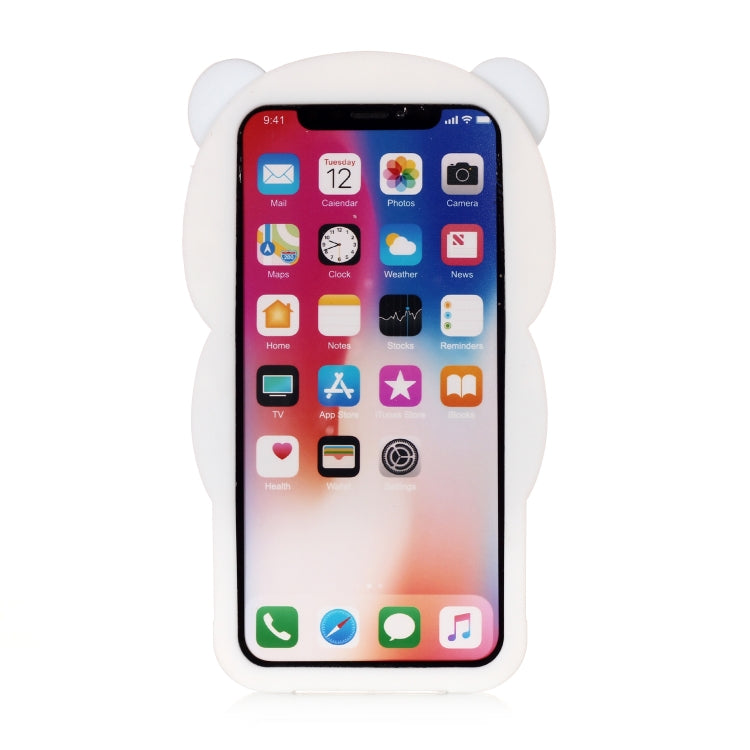 For iPhone X / XS Cute Panda Patterned 3D Silicone Case(Black)