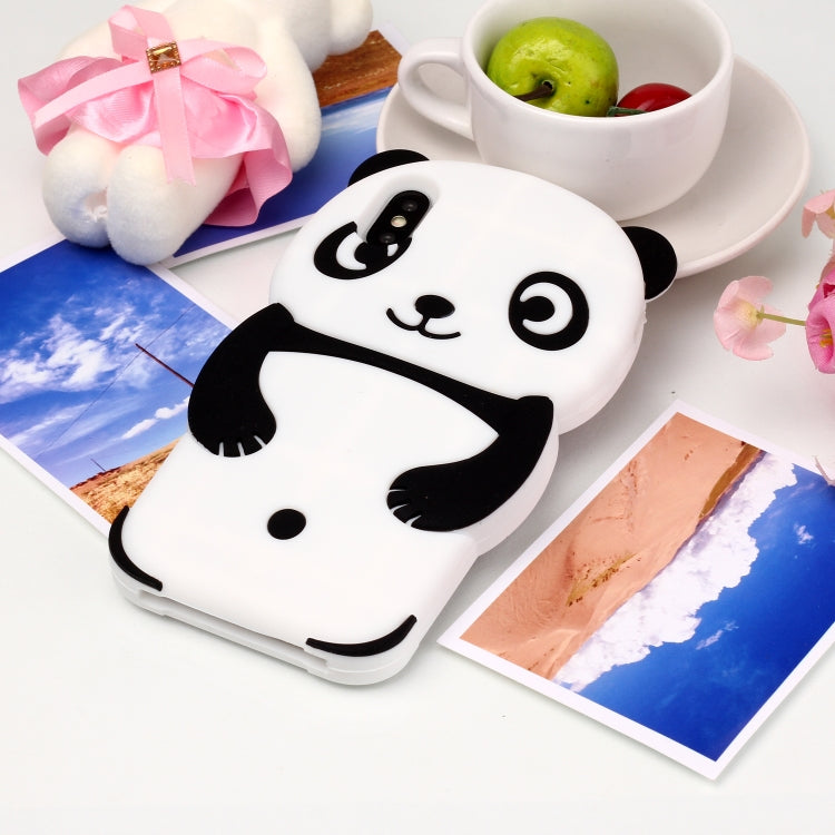 For iPhone X / XS Cute Panda Patterned 3D Silicone Case(Black)
