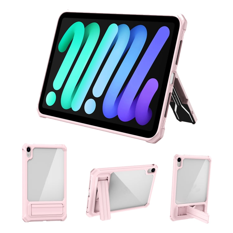 For iPad mini 6 Transparent Acrylic PC TPU Tablet Case with Holder (Pink)