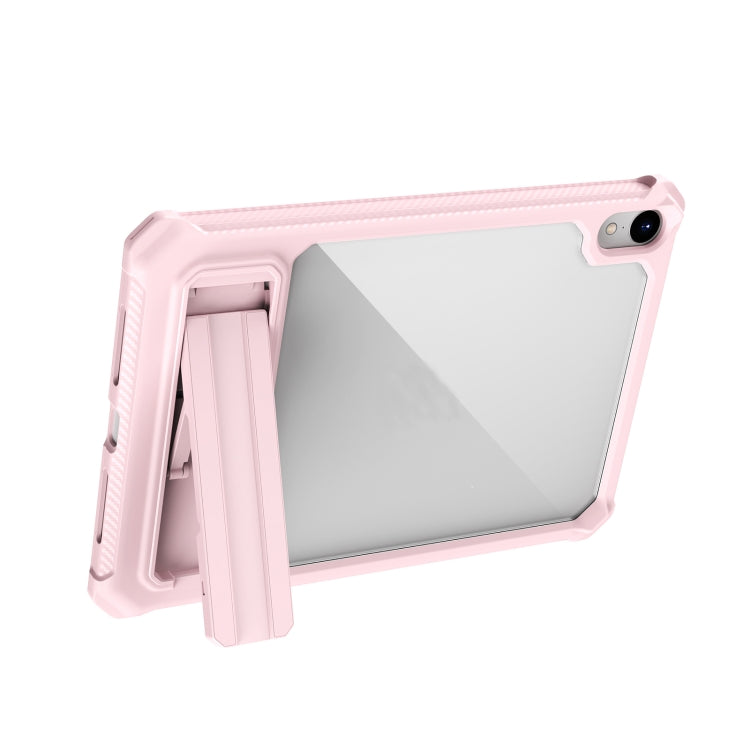 For iPad mini 6 Transparent Acrylic PC TPU Tablet Case with Holder (Pink)
