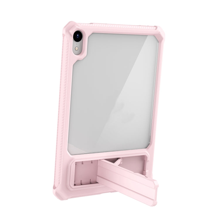 For iPad mini 6 Transparent Acrylic PC TPU Tablet Case with Holder (Pink)