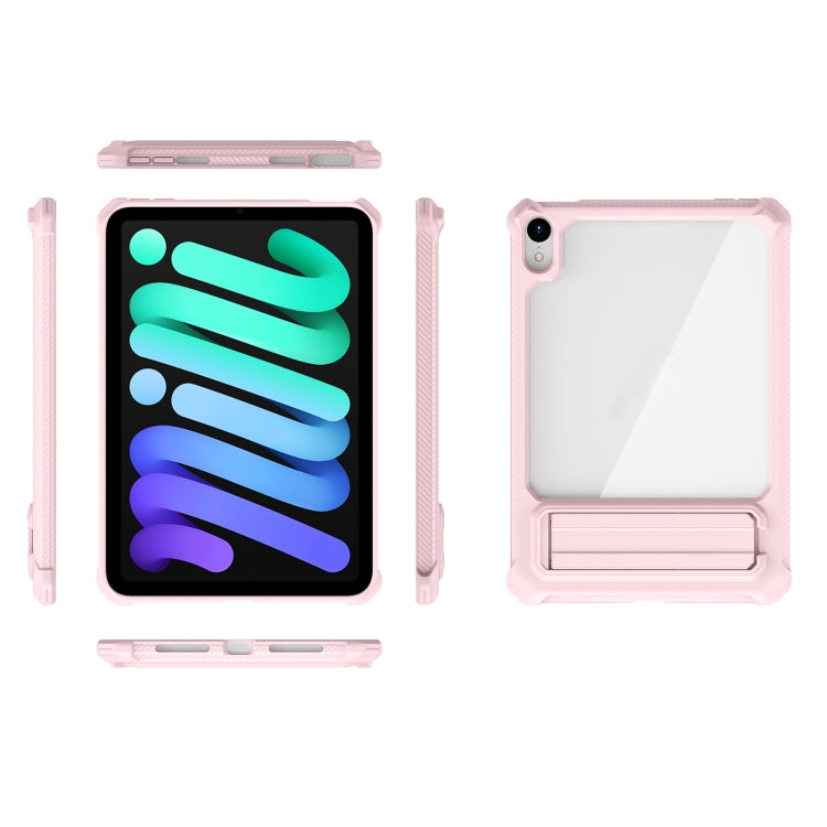 For iPad mini 6 Transparent Acrylic PC TPU Tablet Case with Holder (Pink)