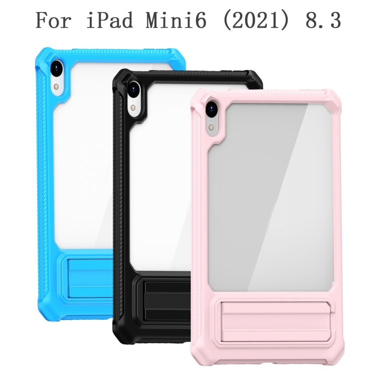 For iPad mini 6 Transparent Acrylic PC TPU Tablet Case with Holder (Pink)