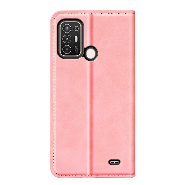 For ZTE Blade A52 Retro-skin Magnetic Suction Leather Phone Case