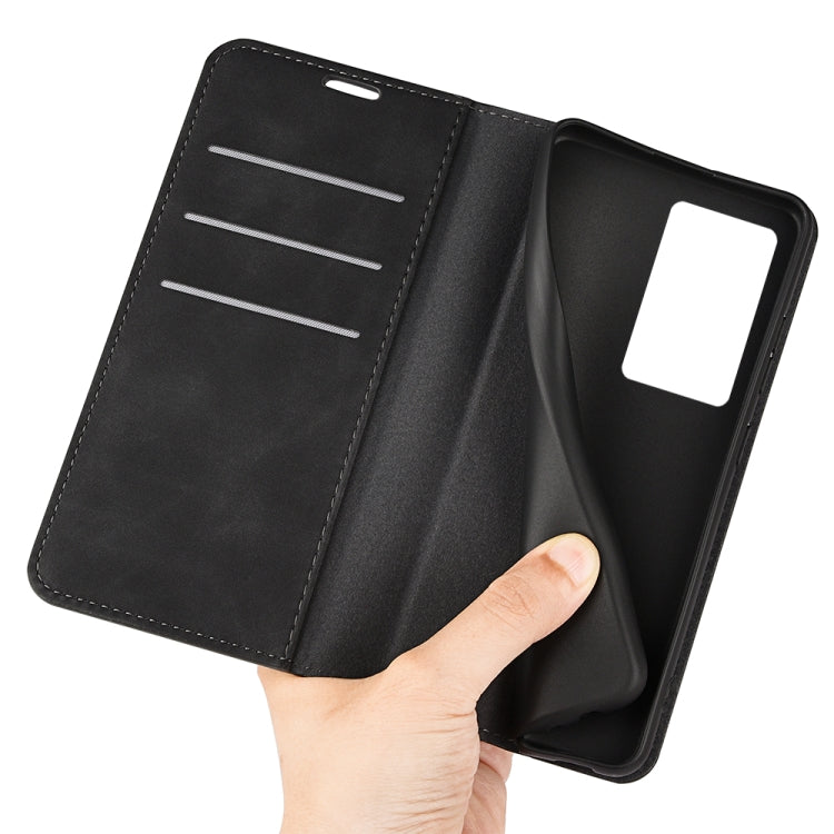 For ZTE Axon 40 Pro Retro-skin  Magnetic Suction Leather Phone Case