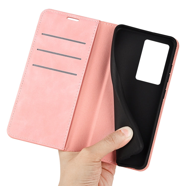 For ZTE Axon 40 Pro Retro-skin  Magnetic Suction Leather Phone Case