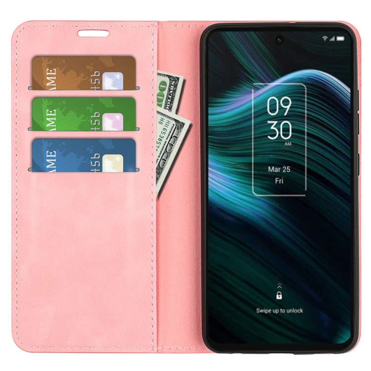 For TCL Stylus 5G Retro-skin  Magnetic Suction Leather Phone Case