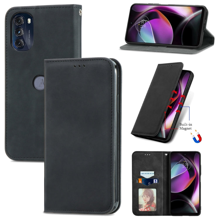 For Motorola Moto G 2022 Retro Skin Feel Magnetic Leather Phone Case