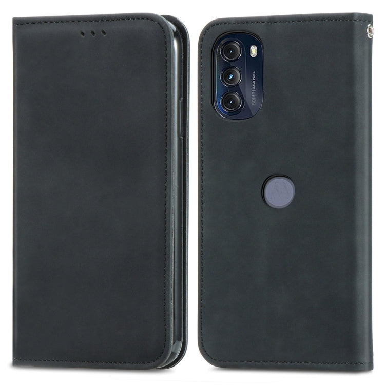 For Motorola Moto G 2022 Retro Skin Feel Magnetic Leather Phone Case