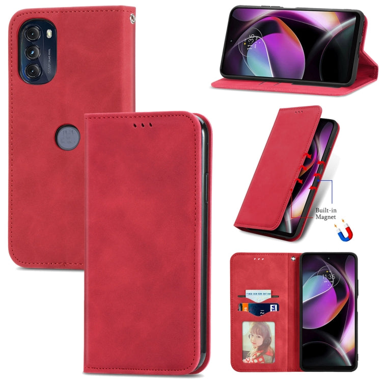 For Motorola Moto G 2022 Retro Skin Feel Magnetic Leather Phone Case