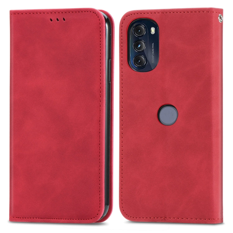 For Motorola Moto G 2022 Retro Skin Feel Magnetic Leather Phone Case