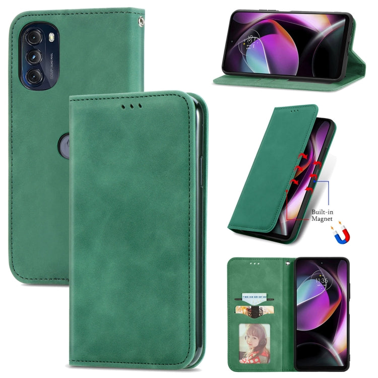For Motorola Moto G 2022 Retro Skin Feel Magnetic Leather Phone Case
