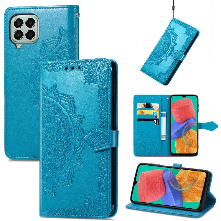 For Samsung Galaxy M33 5G Mandala Flower Embossed Horizontal Flip Leather Phone Case