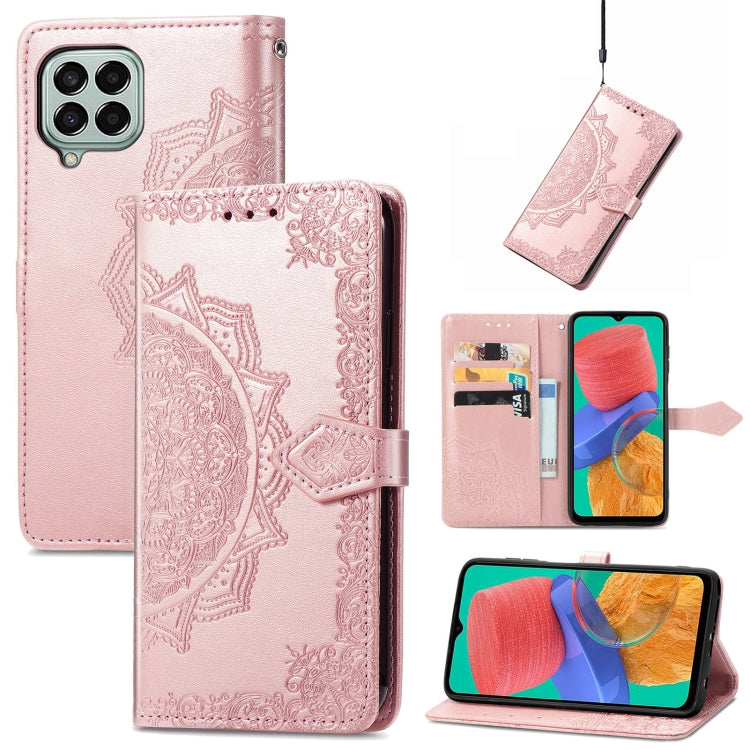 For Samsung Galaxy M33 5G Mandala Flower Embossed Horizontal Flip Leather Phone Case