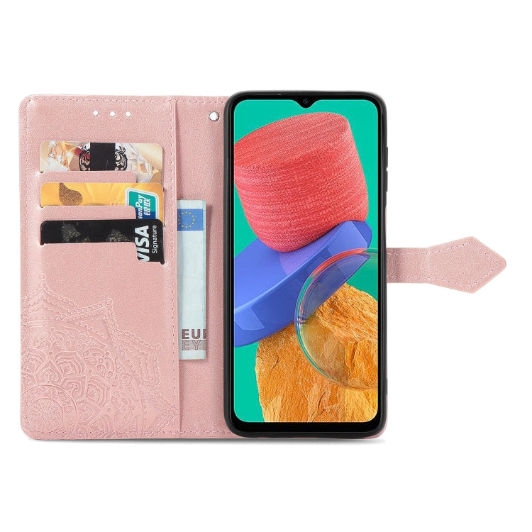 For Samsung Galaxy M33 5G Mandala Flower Embossed Horizontal Flip Leather Phone Case