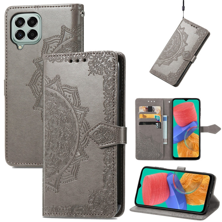 For Samsung Galaxy M33 5G Mandala Flower Embossed Horizontal Flip Leather Phone Case
