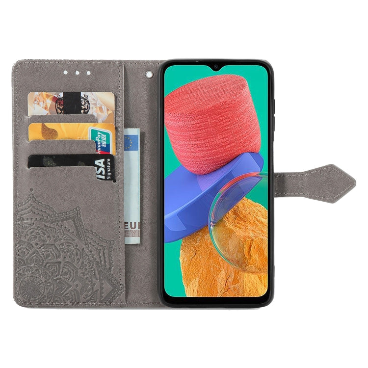 For Samsung Galaxy M33 5G Mandala Flower Embossed Horizontal Flip Leather Phone Case