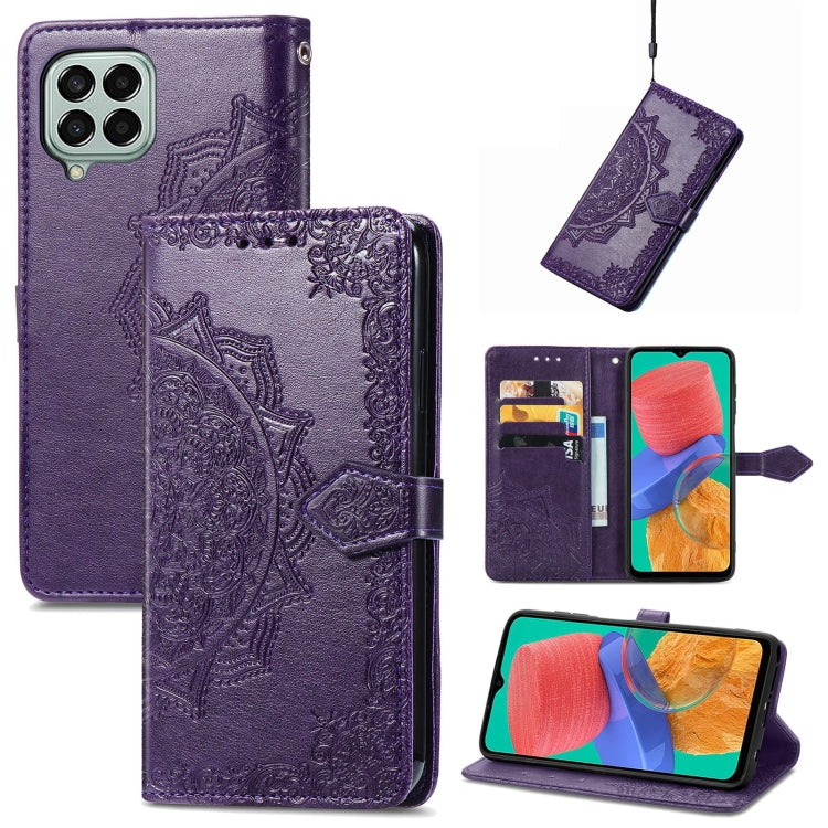 For Samsung Galaxy M33 5G Mandala Flower Embossed Horizontal Flip Leather Phone Case