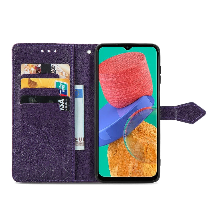 For Samsung Galaxy M33 5G Mandala Flower Embossed Horizontal Flip Leather Phone Case