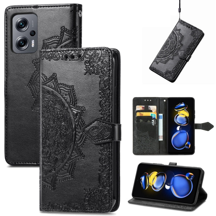 For Xiaomi Redmi Note 11T 5G Mandala Flower Embossed Horizontal Flip Leather Phone Case