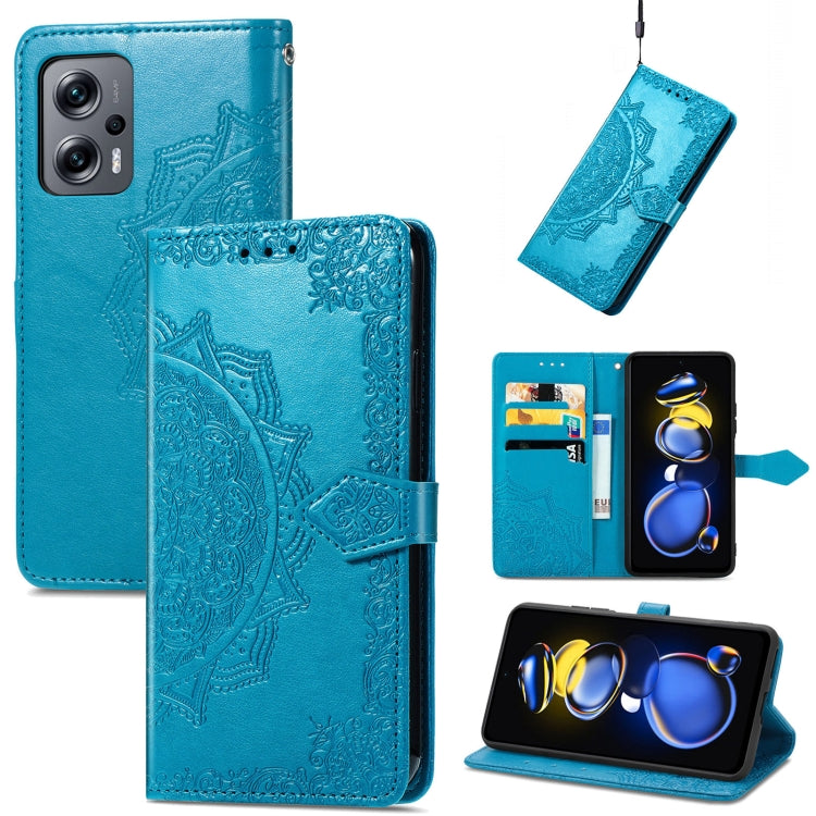 For Xiaomi Redmi Note 11T 5G Mandala Flower Embossed Horizontal Flip Leather Phone Case
