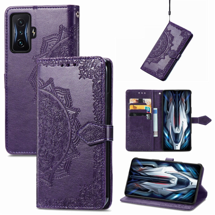For Xiaomi Redmi K50 Gaming Mandala Flower Embossed Horizontal Flip Leather Phone Case